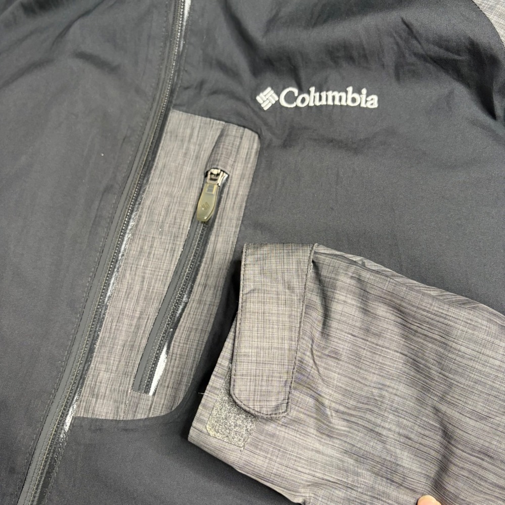 Columbia Omni-Tech Hooded Waterproof Jacket Black Grey Mens Large Utility Tech - Picture 8 of 16